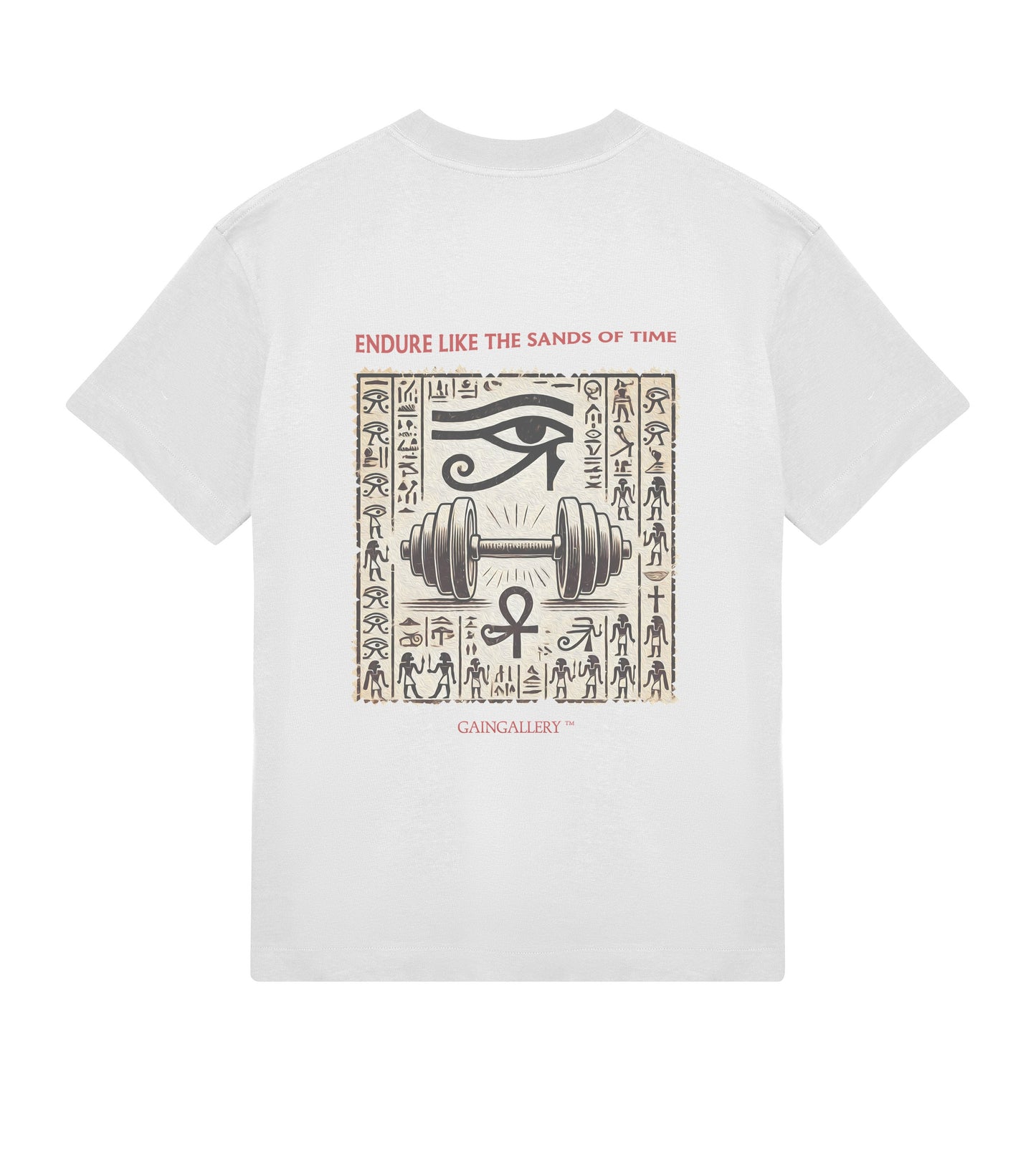 White oversized t-shirt Egyptian dynastyart men