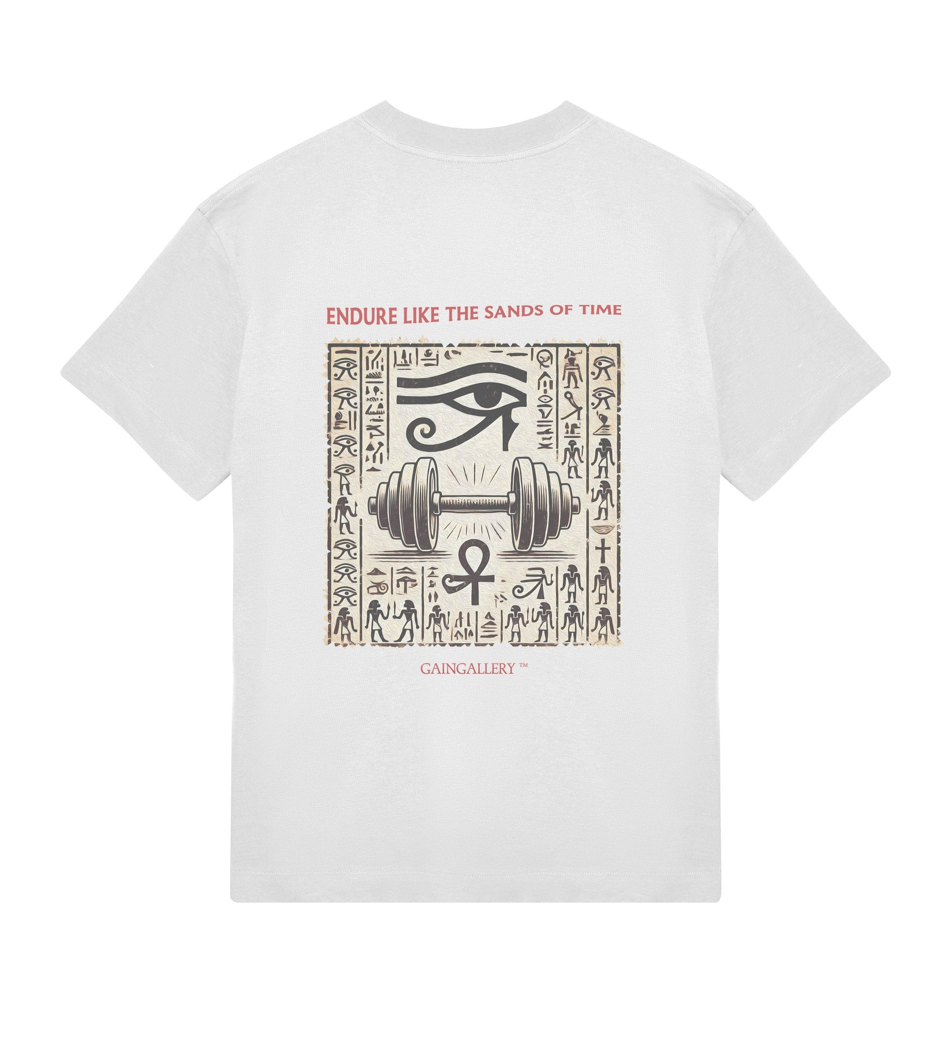 White oversized t-shirt Egyptian dynastyart men