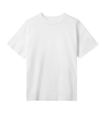 White oversized t-shirt women front abstract